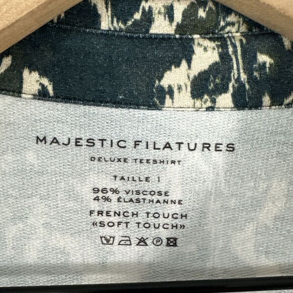 Majestic Filatures Deluxe Tee Shirt Deep Teal Button Front Womens Size 1 XS - Picture 3 of 11
